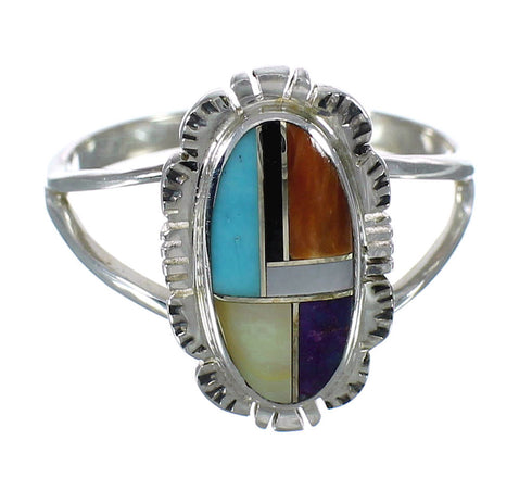 Authentic Sterling Silver And Multicolor Jewelry Ring Size 5-1/2 YX75061